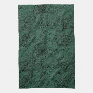 Silk Moire Small Pattern in Forest Green Tea Towel