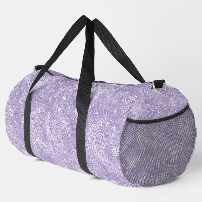 Silk Moire Small Pattern in Lilac Lavender Duffle Bag (Right Corner)