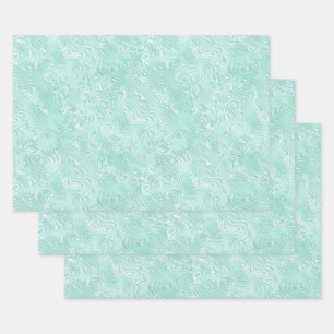 Silk Moire Small Pattern in Mint Green Wrapping Paper Sheet