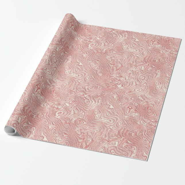 Silk Moire Small Pattern in Peach Wrapping Paper (Unrolled)
