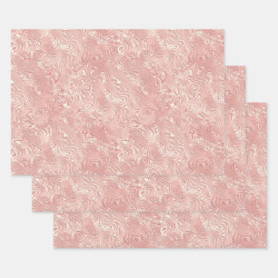 Silk Moire Small Pattern in Peach Wrapping Paper Sheet