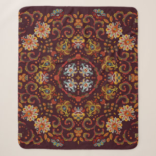 Silk neck scarf, eastern pattern sherpa blanket