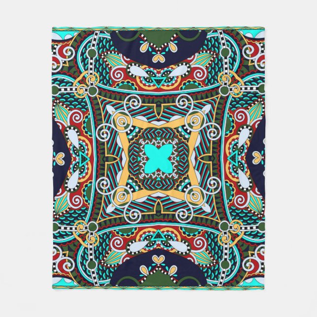 silk neck scarf or kerchief square pattern design  fleece blanket (Front)