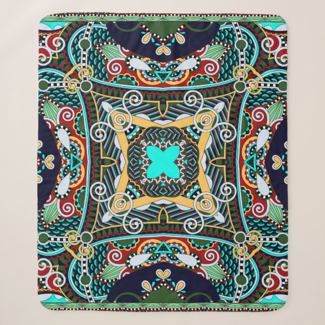 silk neck scarf or kerchief square pattern design  sherpa blanket (Front)