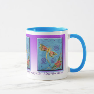 Silk Painted Dragonfly Gratitude siter Mug