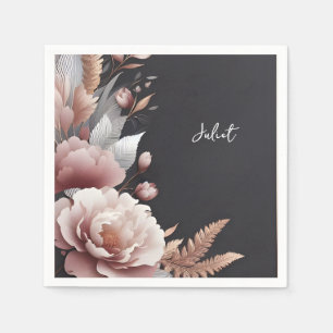 Silk Pink Boho Peony Dusty Rose Bridal Shower Napkin