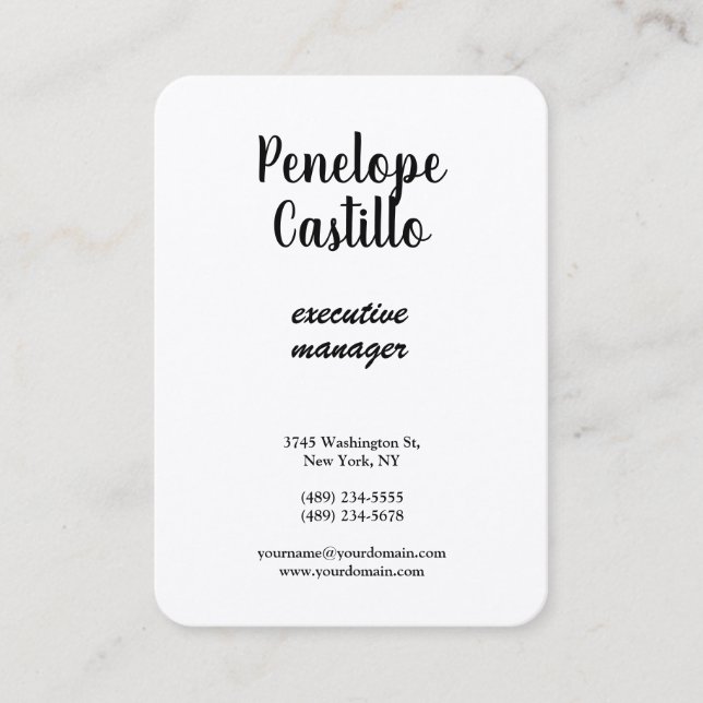 Silk Professional Modern Simple Plain Handwritten Business Card (Front)