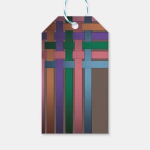 Silk ribbons lines black background pattern bright gift tags