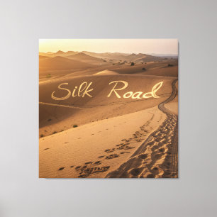 Silk Road Desert Landscape Typography Art Canvas Print