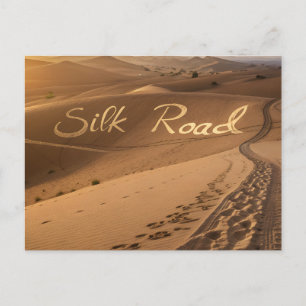 Silk Road Desert Landscape Typography Art Holiday Postcard