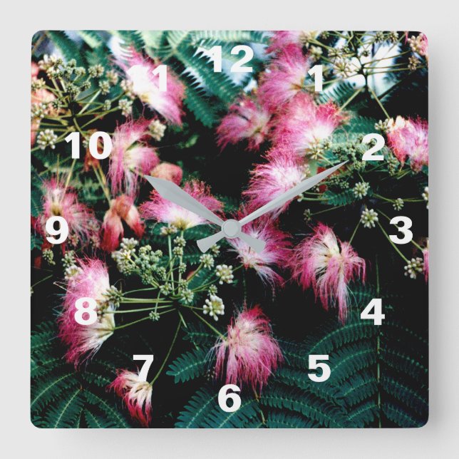 Silk Tree Square Wall Clock (Front)