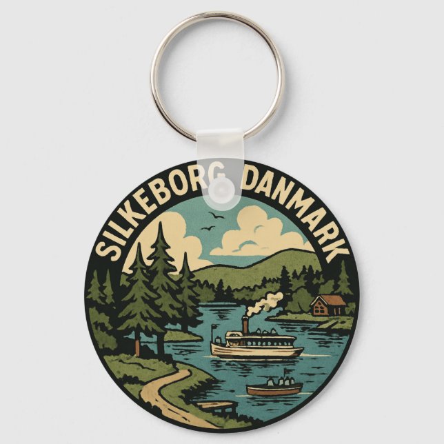 Silkeborg Denmark Lake Key Ring (Front)