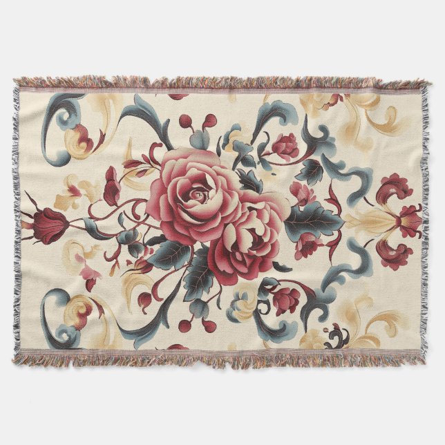 Silken Rose Dynasty Throw Blanket (Front)