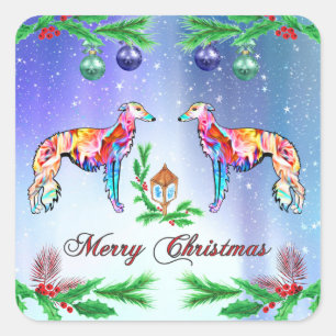Silken Windhound Christmas Sticker