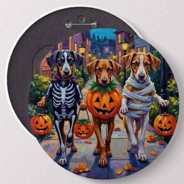 Silken Windhound Dogs in Halloween Costumes 6 Cm Round Badge (Front & Back)