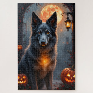 Silken Windhound Gothic Halloween Portrait Art Jigsaw Puzzle