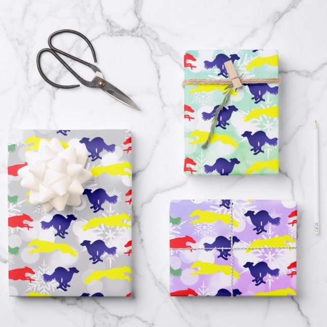 Silken Windhound Running  Wrapping Paper Sheet (Front)