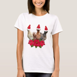 Silkie Bantam Chicken Christmas Santa Hat  T-Shirt