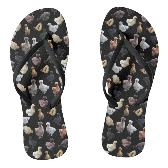 Silkie Bantam Chickens Flip Flops (Footbed)