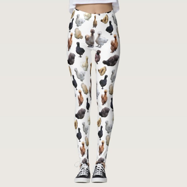 Silkie Bantam Chickens Leggings (Front)