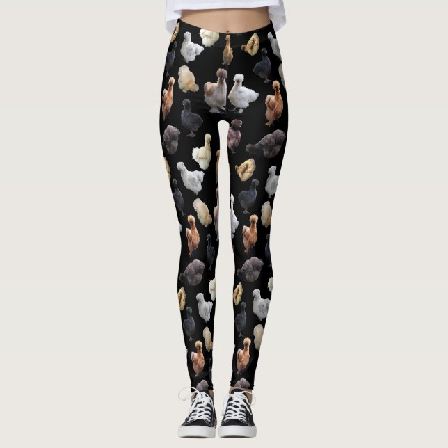 Silkie Bantam Chickens Leggings (Front)