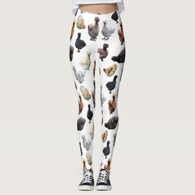 Silkie Bantam Chickens Leggings (Front)