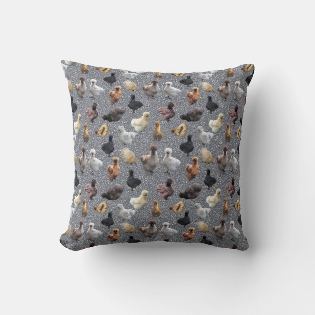 Silkie Bantam Chickens on Glitter Background Cushion (Front)