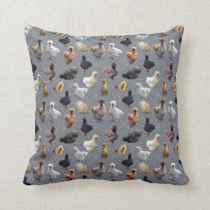 Silkie Bantam Chickens on Glitter Background Cushion