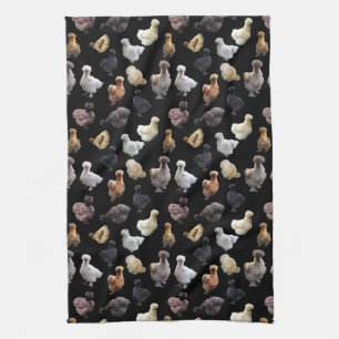 Silkie Bantam Chickens Tea Towel