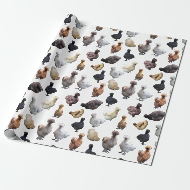 Silkie Bantam Chickens Wrapping Paper (Unrolled)