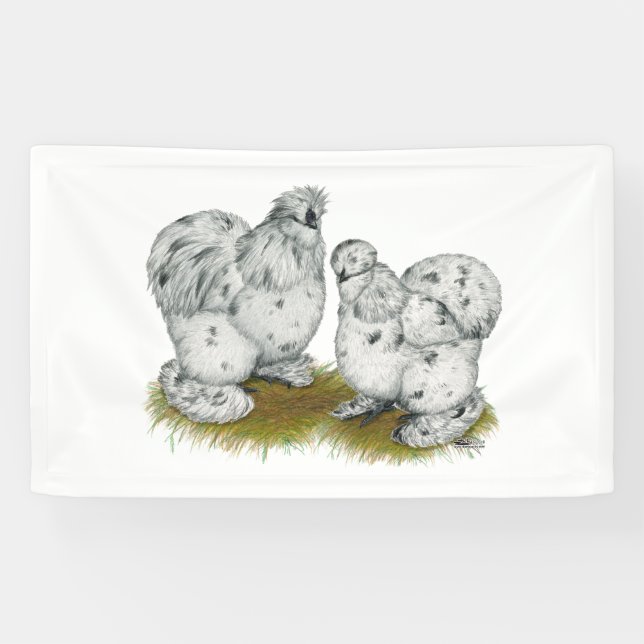 Silkie Bantam Splash Chickens Banner (Horizontal)