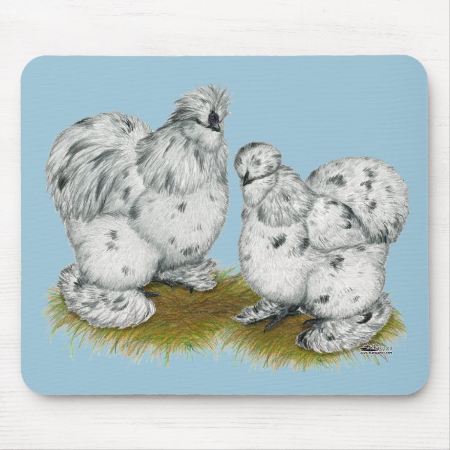 Silkie Bantam Splash Chickens Mouse Mat (Front)