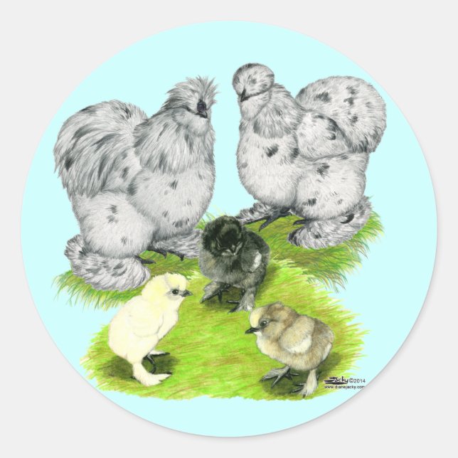 Silkie Bantam Splash Family Classic Round Sticker (Front)