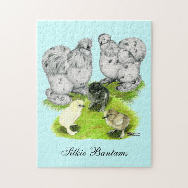 Silkie Bantam Splash Family Jigsaw Puzzle (Vertical)