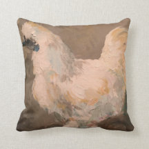 Silkie Chicken 16 X 16 Pillow painting by jac