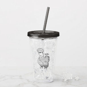 Silkie chicken cartoon illustration acrylic tumbler