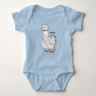 Silkie chicken cartoon illustration baby bodysuit