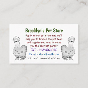 Silkie chicken cartoon illustration business card