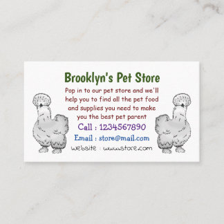 Silkie chicken cartoon illustration business card