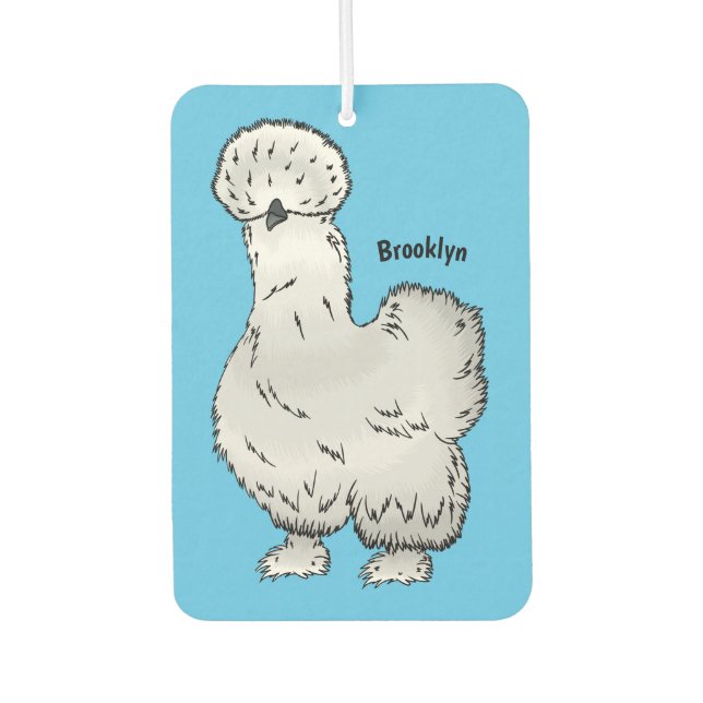 Silkie chicken cartoon illustration car air freshener (Front)