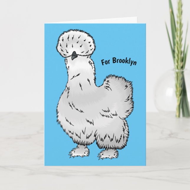 Silkie chicken cartoon illustration  card (Front)