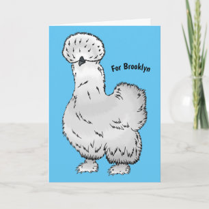 Silkie chicken cartoon illustration  card