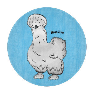Silkie chicken cartoon illustration cutting board