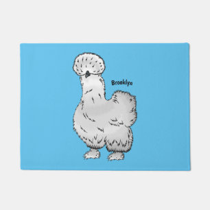 Silkie chicken cartoon illustration doormat