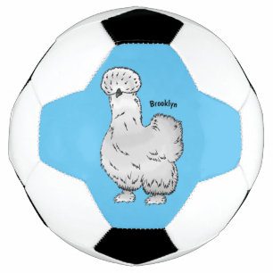 Silkie chicken cartoon illustration football