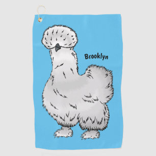 Silkie chicken cartoon illustration golf towel