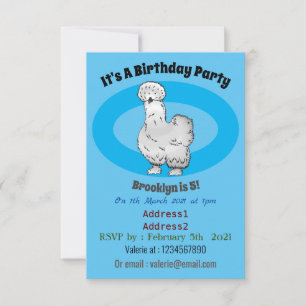 Silkie chicken cartoon illustration invitation