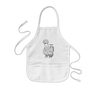 Silkie chicken cartoon illustration  kids apron