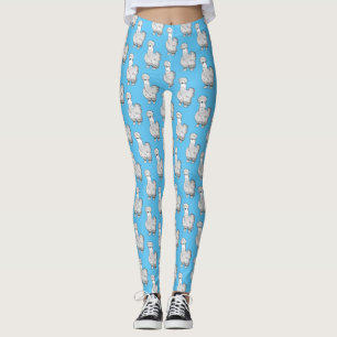 Silkie chicken cartoon illustration  leggings