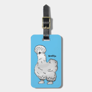 Silkie chicken cartoon illustration luggage tag